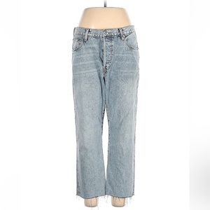 MNG Mango Light Wash High Rise Straight Leg Denim Jeans 30 Waist Cropped👖